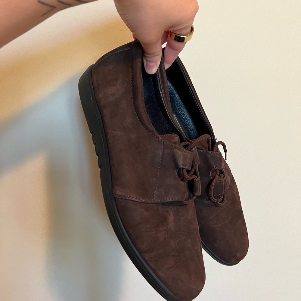 Rockport Brown Suede Loafers with Lace-Up Design